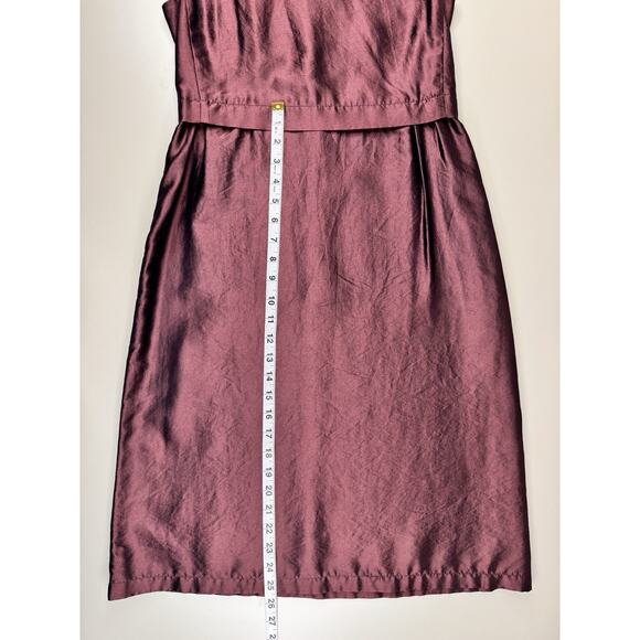 Vintage Armani 90s Made In Italy Silk Dress Burgundy IT 40 US 6 Y2K Cocktail NWT - Picture 5 of 16